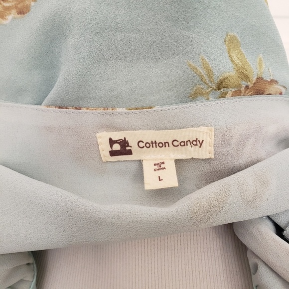 COTTON CANDY Tie Front Blue Floral Dress Size Large - Picture 5 of 7